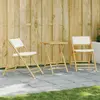 Image de vidaXL Ensemble de bistro pliante 3 pcs et coussins blanc crème bambou