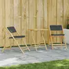 Image de vidaXL Ensemble de bistro pliante 3 pcs et coussins gris foncé bambou