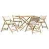 Image de vidaXL Ensemble de bistro pliante 5 pcs et coussins blanc crème bambou