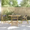 Image de vidaXL Ensemble de bistro pliante 5 pcs et coussins gris foncé bambou