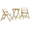 Image de vidaXL Ensemble de bistro pliante 3 pcs et coussins blanc crème bambou