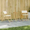 Image de vidaXL Ensemble de bistro pliante 3 pcs et coussins blanc crème bambou