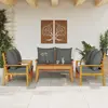 Image de vidaXL Salon de jardin avec coussins 5 pcs Bois d'acacia solide