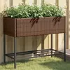 Image de vidaXL Jardinières avec étagère 2 pcs brun 90x40x75 cm résine tressée