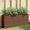 Image de vidaXL Jardinières avec 2 pots 2 pcs marron 90x20x40 cm résine tressée