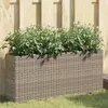 Image de vidaXL Jardinières avec 2 pots 2 pcs gris 90x20x40 cm résine tressée