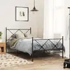 Image de vidaXL Cadre de lit métal sans matelas avec pied de lit noir 107x203cm
