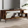Image de vidaXL Meuble TV chêne fumé bois ingénierie et acier enduit de poudre