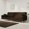 Image de vidaXL Canapé-lit à 2 places avec deux oreillers marron foncé tissu