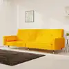 Image de vidaXL Canapé-lit à 2 places avec deux oreillers Jaune Velours