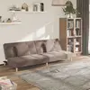 Image de vidaXL Canapé-lit à 2 places avec deux oreillers taupe tissu