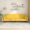 Image de vidaXL Canapé-lit à 2 places avec deux oreillers jaune tissu