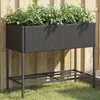 Image de vidaXL Jardinière avec étagère noir résine tressée
