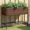 Image de vidaXL Jardinière avec étagère marron résine tressée