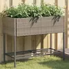 Image de vidaXL Jardinière avec étagère gris résine tressée
