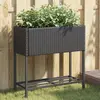 Image de vidaXL Jardinière avec étagère noir résine tressée