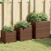 Image de vidaXL Jardinières d'extérieur 3 pcs marron résine tressée