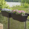 Image de vidaXL Jardinières avec crochets 2 pcs noir résine tressée
