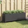 Image de vidaXL Jardinière avec roulettes et 3 pots noir 107x32x38 cm rotin
