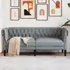 Image de vidaXL Canapé Chesterfield 2 places gris clair tissu