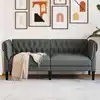 Image de vidaXL Canapé Chesterfield 2 places gris foncé tissu