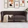 Image de vidaXL Canapé Chesterfield 2 places marron foncé tissu
