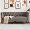 Image de vidaXL Canapé Chesterfield 2 places taupe tissu
