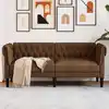 Image de vidaXL Canapé Chesterfield 2 places marron tissu