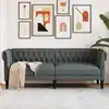 Image de vidaXL Canapé Chesterfield 3 places gris foncé tissu