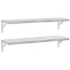 Image de vidaXL Étagères murales 2 pcs 100x30 cm argenté acier inoxydable, étagère flottante, étagère murale d'exposition, panneau d'étagère
