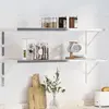 Image de vidaXL Supports d'étagères 4 pcs 40x2,5x25 cm argenté acier inoxydable