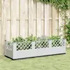 Image de vidaXL Jardinière avec piquets blanc 123,5x43,5x43,5 cm PP