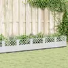 Image de vidaXL Jardinière avec piquets blanc 363,5x43,5x43,5 cm PP