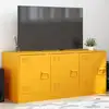 Image de vidaXL Meuble TV jaune moutarde 99x39x44 cm acier