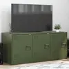 Image de vidaXL Meuble TV vert olive 99x39x44 cm acier