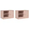 Image de vidaXL Meubles TV 2 pcs rose 67x39x44 cm acier, banc TV, meuble télé, meuble multimédia, buffet TV, meuble hifi, centre de divertissement, console TV