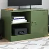 Image de vidaXL Meuble TV vert olive 67x39x44 cm acier