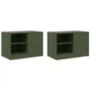 Image de vidaXL Meubles TV 2 pcs vert olive 67x39x44 cm acier, banc TV, meuble télé, meuble multimédia, buffet TV, meuble hifi, centre de divertissement