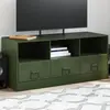 Image de vidaXL Meuble TV vert olive 99x39x44 cm acier