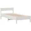 Image de vidaXL Cadre de Lit avec Tête de Lit, Lit Simple avec Sommier à Lattes, Lit Adulte, Meuble de Chambre, Moderne, Blanc 90x200cm Bois de Pin Massif