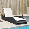 Image de vidaXL Chaise longue avec coussin noir 60x205x73 cm résine tressée