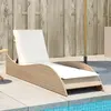 Image de vidaXL Chaise longue avec coussin beige 60x205x73 cm résine tressée