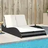 Image de vidaXL Chaise longue avec coussins noir 114x205x73 cm résine tressée