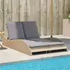 Image de vidaXL Chaise longue avec coussins beige 114x205x73 cm résine tressée