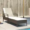Image de vidaXL Chaise longue avec coussin marron 63x200x81 cm résine tressée