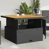 Image de vidaXL Table de jardin noir 110x110x71cm résine tressée et bois acacia