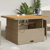 Image de vidaXL Table de jardin beige 110x110x71 cm résine tressée bois acacia