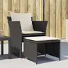 Image de vidaXL Chaise de jardin avec tabouret noir résine tressée