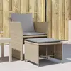 Image de vidaXL Chaise de jardin avec tabouret beige résine tressée