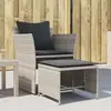 Image de vidaXL Chaise de jardin avec tabouret gris clair résine tressée